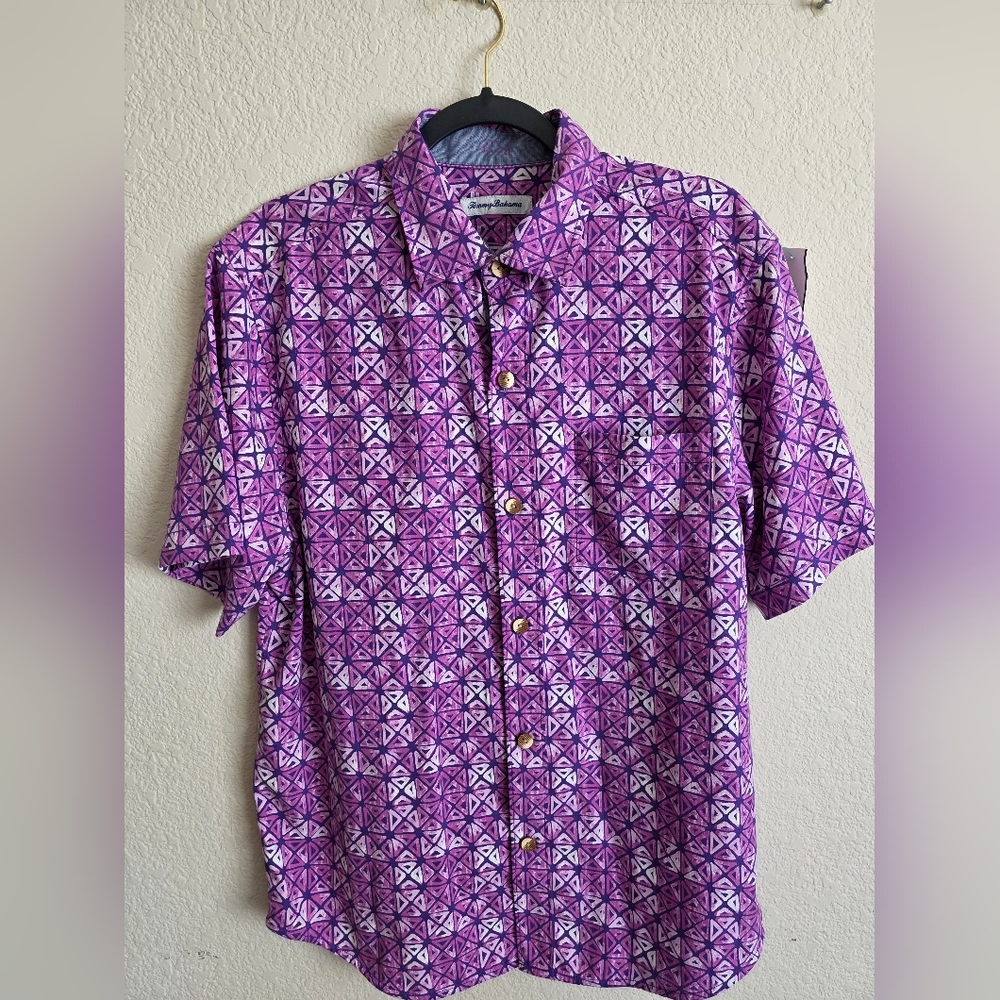 Tommy Bahama Purple and Pink Geometric Shirt
